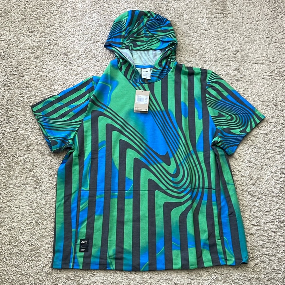 NWT Mens Nike Yoga Dri Fit Robbie Simon Training ShortSleeve Green Hoodie Sz XXL
